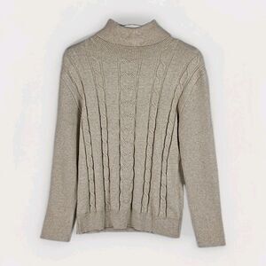 Pullover Long Sleeve Round-Neck Women Women XL Beige Turtleneck